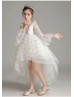 Ivory Floral Lace Tulle High Low Flower Girl Dress